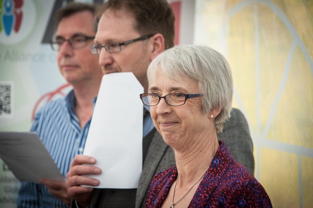 Ali Bacon with two authors